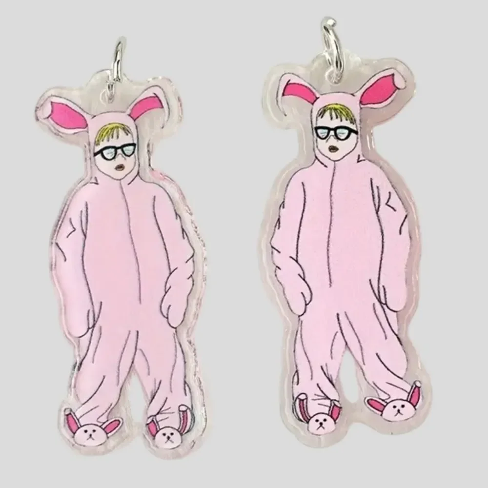 A Christmas Story Ralphie Pink Bunny Suit Dangle Earrings NWT